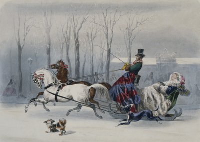 The Sleigh, from Journal les Modes Parisiennes, printed in Paris by Francois Claudius after Compte Calix