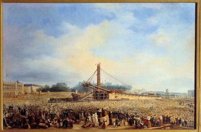 Erection of the Obelisk of Luxor at Place de la Concorde in Paris by Francois Dubois