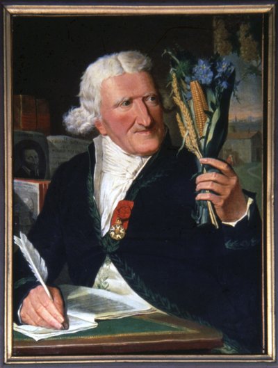 Parmentier holding the potato and the potato flower by Francois Dumont