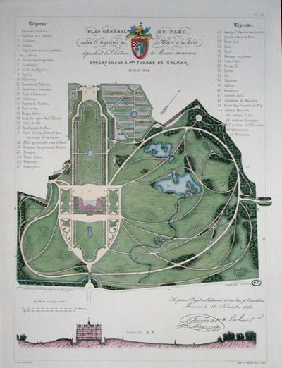 General Plan of the Garden of the Chateau de Maisons belonging to Thomas de Colmar, engraved by G. Lorsignol by Francois Duvillers