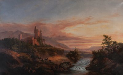 Ruins of a Castle in a Valley in the Alps (Beauvoir-en-Royans) by Francois Edme Ricois