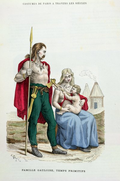 A Gaulish family in ancient times, illustration from 