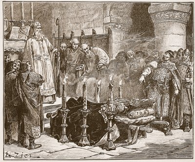 Fitz-Arthur forbidding the burial of William, illustration from 