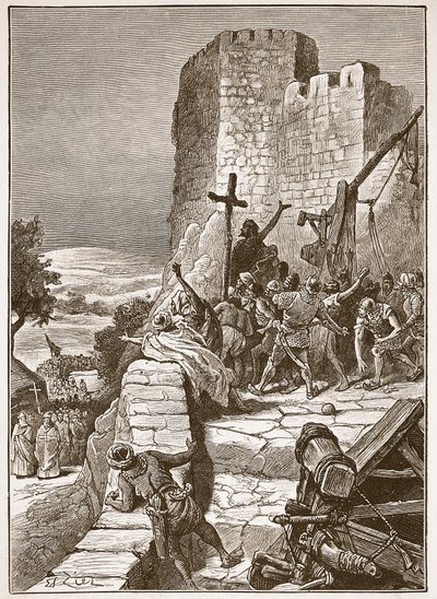Procession of the Crusaders round the walls of Jerusalem, illustration from 
