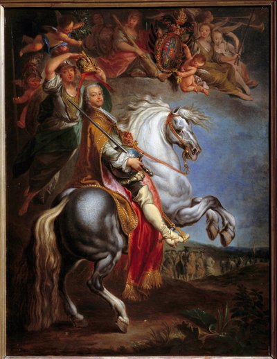 Equestrian portrait of Francois III (1708-1765), Duke of Lorraine, then Germanic Emperor and Grand Duke of Tuscany, spouse of Marie Therese of Austria (1717-1780) by Francois Eisen