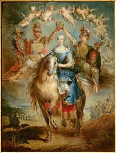 Equestrian portrait of Marie Therese of Austria by Habsburg Lorraine (1717-1780), Queen of Hungary by Francois Eisen