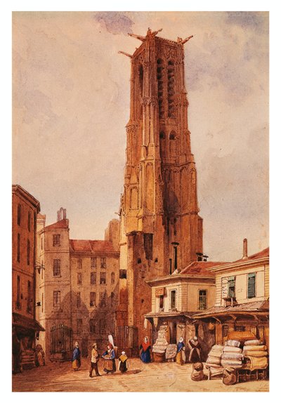 France, Paris, Saint-Jacques Tower, drawing by Francois Etienne Villeret