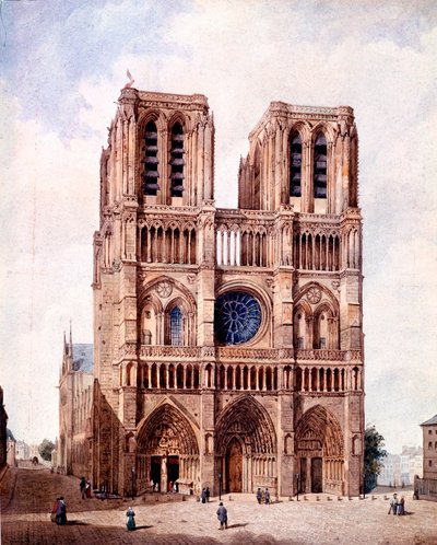 La Facade de la Cathedrale Notre Dame de Paris by Francois Etienne Villeret