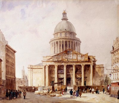 View of the Pantheon Under Construction in Paris from Rue Soufflot by Francois Etienne Villeret