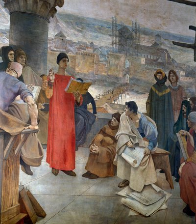 Abelard and his school on the Sainte Genevieve mountain in Paris by Francois Flameng