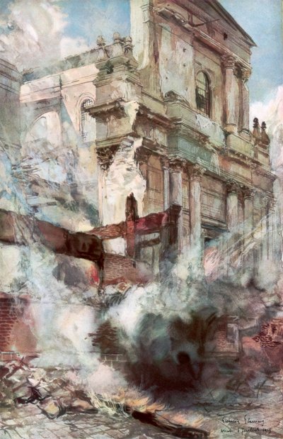 Arras Cathedral on Fire, France, 6 July 1915 by Francois Flameng