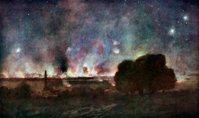 Arras on Fire at at Night, France, 5-6 July 1915 by Francois Flameng