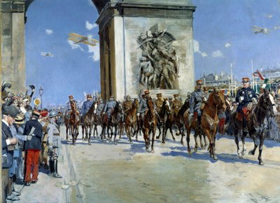 First World War: Defile of Victory on 14/07/1919 over Champs Elysees in Paris by Francois Flameng