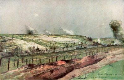 Notre Dame de Lorette and St Nazaire, Ablain, During Bombardment, Artois, France, 1915 by Francois Flameng