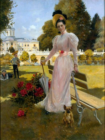 Portrait of Princess Zinaida Yusupova with Two Sons at Arkhangelskoye by Francois Flameng