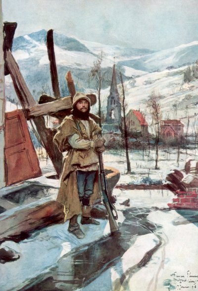 Standing Guard near Metzeral, Alsace, January 1916, 1926 by Francois Flameng