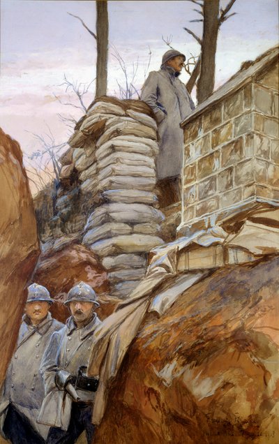 The Mont Renault lookout (April 1918) by Francois Flameng