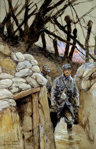 World War I: A Soldier of Soup Corvee in the Trench Notre-Dame-de-Lorette 28/06/1915 by Francois Flameng