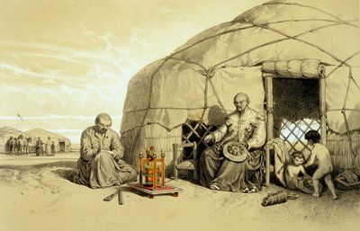 Kalmuks with a Prayer Wheel, Siberia, illustration from 