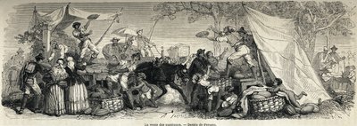 The sale of watermelons, drawing by Ferogio, to illustrate 