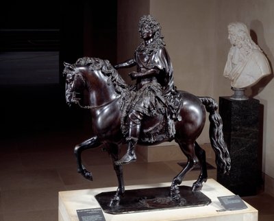 Equestrian statue of King Louis XIV (1638-1715) in bronze melted with lost wax. Sculpture by Francois Girardon (1628-1715) by Francois Girardon
