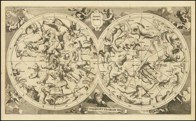 1720 celestial map - Hemel Globe. Coeli Enarrant Gloriam Dei by François Halma