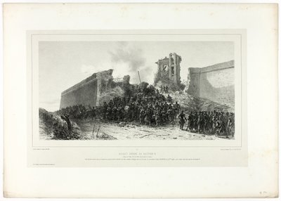 Assault of bastion no.8, from Souvenirs d’Italie: Expedition de Rome by Francois Hippolyte Lalaisse