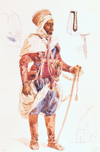 Spahi with his sword, c.1854 by Francois Hippolyte Lalaisse