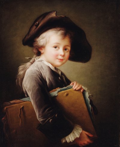 A Young Boy Holding a Portfolio by Francois Hubert Drouais