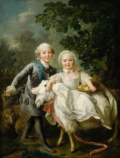 Charles de Bourbon, Count of Artois with his sister Clotilde, 1763 by Francois Hubert Drouais