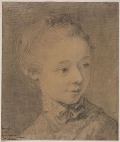 Head of a Young Girl Turning Toward the Right by Francois Hubert Drouais