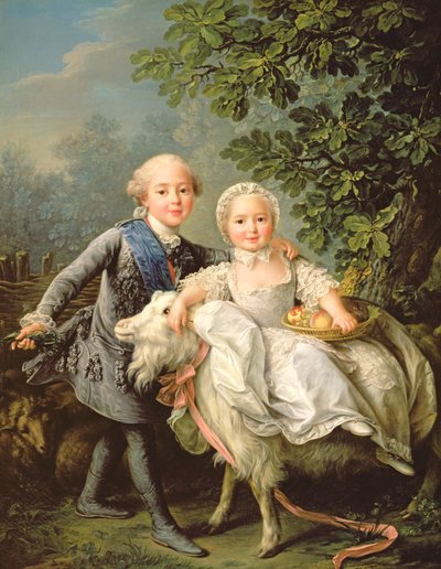 Portrait of Charles Philippe of France and His Sister Marie Adelaide, 1763 by Francois Hubert Drouais