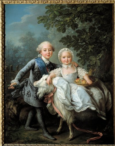 Portrait of Charles Philippe of France and His Sister Madame Clothilde by Francois Hubert Drouais