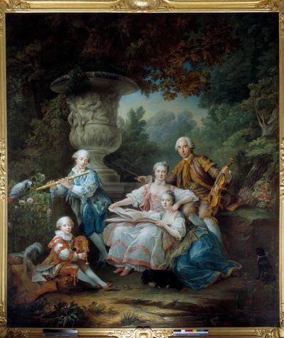 The family of Louis Francois du Bouchet, Marquis of Sourches and Grand Prevot of France (Painting by Francois Hubert Drouais, 1756) by Francois Hubert Drouais