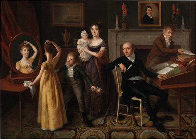 Family Group in a New York Interior by Francois Joseph Bourgoin