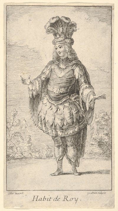 Habit de Roy: a man wearing a tonnelet decorated with rosettes, a crown and a turban by Francois Joullain