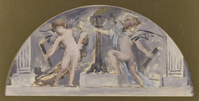Sketch for the Dining Room of the Hôtel de Ville de Paris, Two Lovers Lighting a Torch by Francois Lafon
