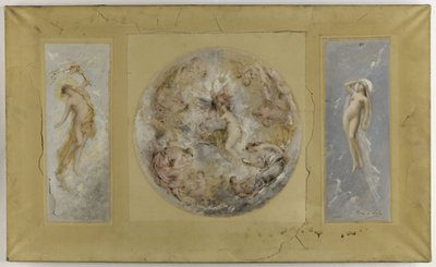 Sketch for the Town Hall of Pantin: Cupid and Psyche - Day and Night, in 1886 by Francois Lafon