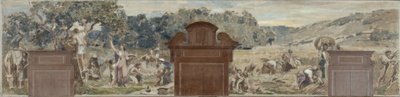 Sketch for the Village Hall of Pantin: La Cueillette. La Moisson, 1886 by Francois Lafon