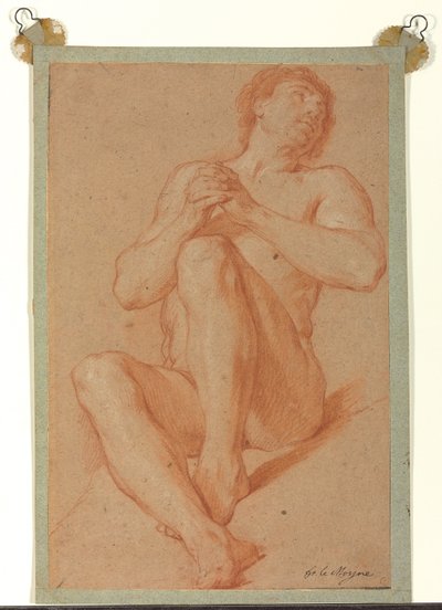 A Seated Academic Nude with His Hands Clasped (c.1723-24) by François Lemoyne
