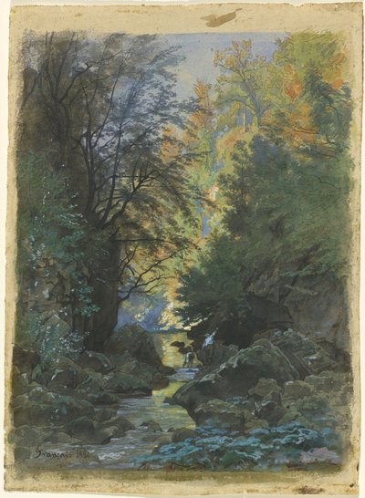 A Stream through a Dense Forest by Francois Louis Francais