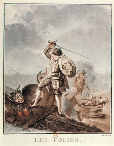 Figaro in combat with a harpy by Francois Louis Joseph Watteau
