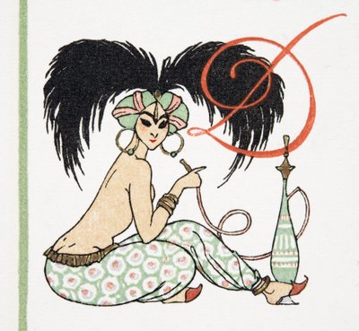 Arabian Girl with Hookah Pipe, from Personages de Comedie by Francois Louis Schmied