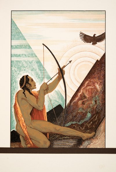 Heracles shooting the Eagle, from Prometheus Bound by Aeschylus, pub. 1941 by Francois Louis Schmied