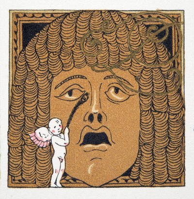 Nose being tickled by Cupid, from Personages de Comedie by Francois Louis Schmied
