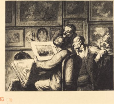 The Print Lovers by Francois Louis Schmied after Honoré Daumier