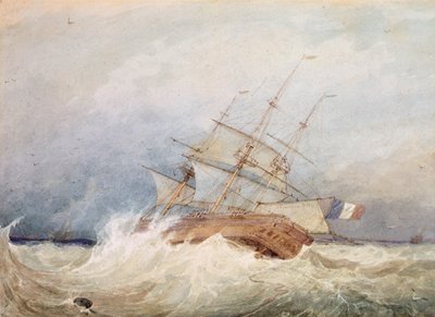 A French Frigate in Stormy Weather by Francois Louis Thomas Francia