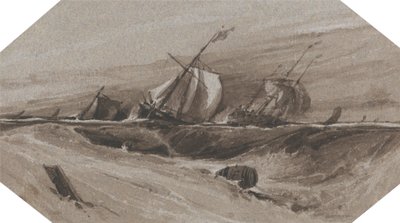 Ships Heeling Over in a Stormy Sea by Francois Louis Thomas Francia