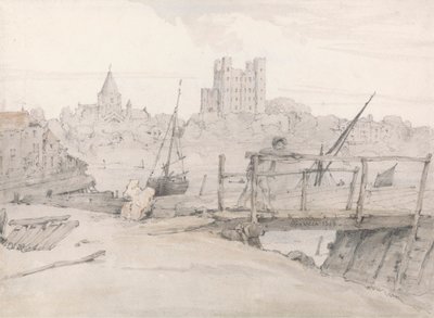 Southeast View of Rochester Castle and the Cathedral by Francois Louis Thomas Francia