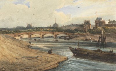 The Pont de la Concorde and Tuileries Palace from the Cours la Reine by Francois Louis Thomas Francia